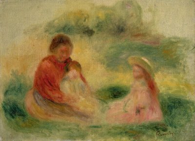 Vrouw met twee kinderen zittend op de grond, 1902-03 door Pierre Auguste Renoir